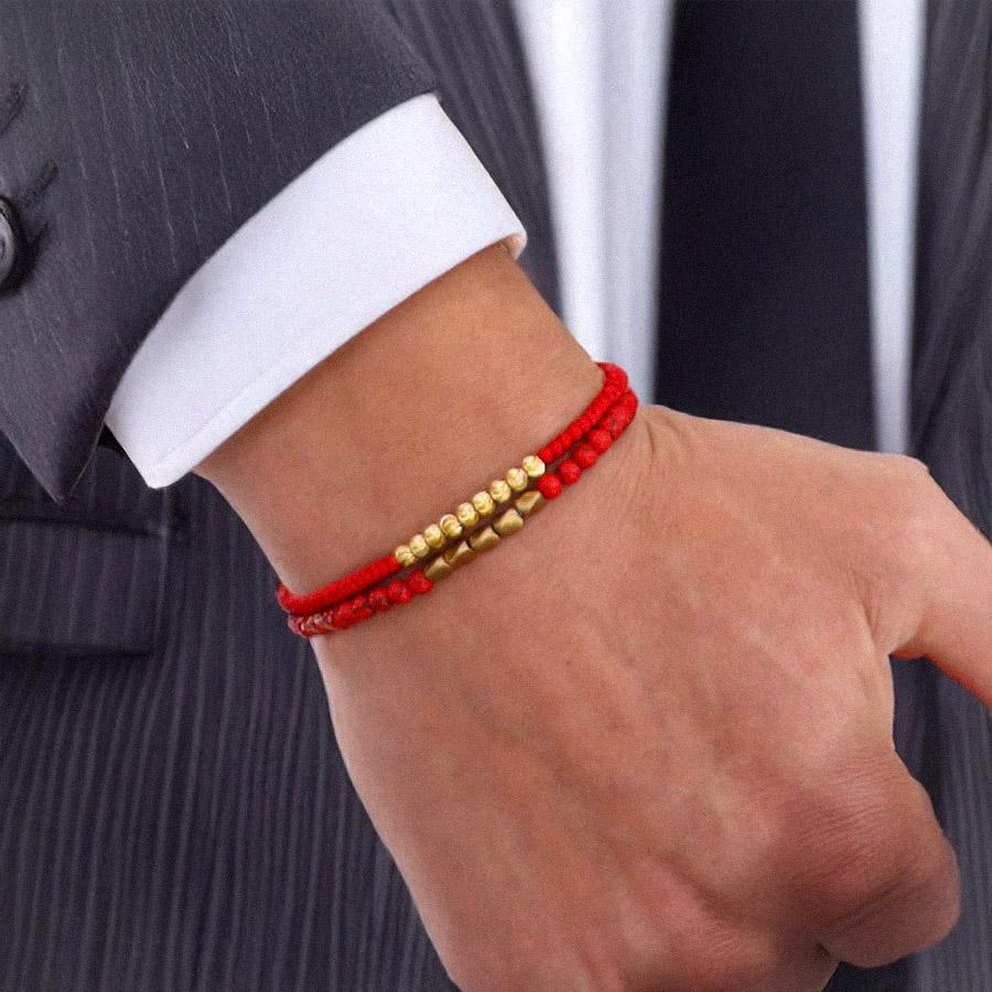 

Fashion Men Bracelet Set Lucky Black Red String Braslet Handmade Irregular Gold Color Beads Charm Braclet Yoga Meditation Joias красный