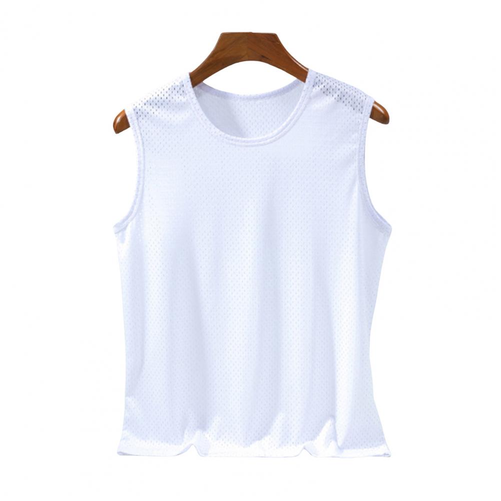 

Летний мужской жилет из полой сетки без рукавов с круглым вырезом сплошной цвет плюс размер быстросохнущий хорошая воздухопроницаемость майка для баскетбола в тренажерном зале L белый