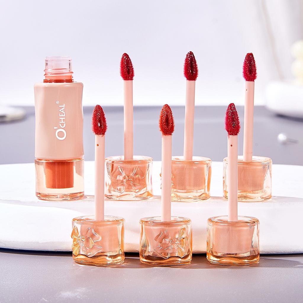 OCHEAL Cross Border Velvet Mirror Matte Lip Gloss Lipstick Moisturizes and Nourishes Not Easy To Stick To Cup White Lip Gloss