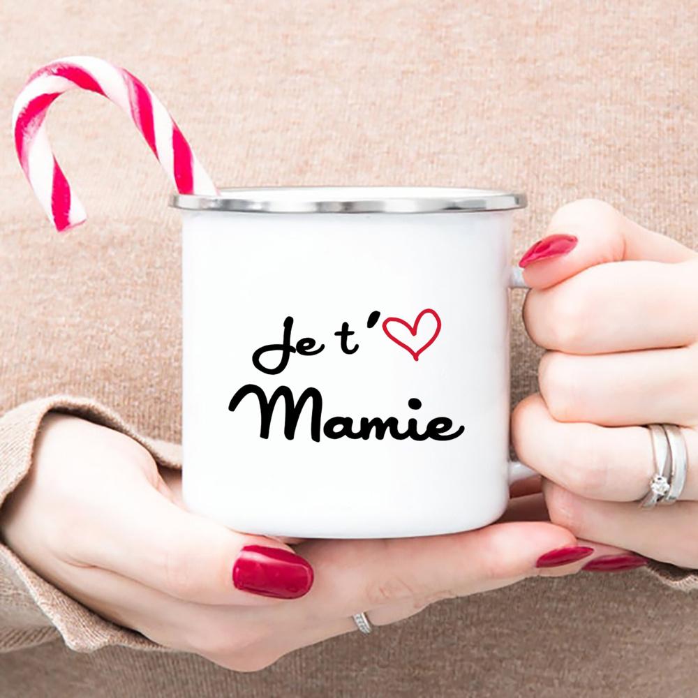 Creative Coffee Cups I Love You Mama Print Enamel Mug Camping Mugs Retro Handle Drinkware The Best Mother's Day Gifts for Women