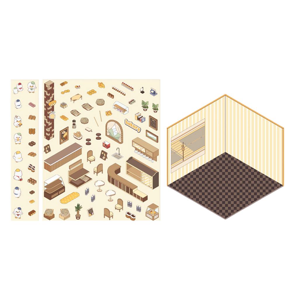Miniature House Stickers 3D Effect Cartoon Scene Stickers Kit 1 Scene 2 Stickers for Party Gift Make Kids Own House Stickers