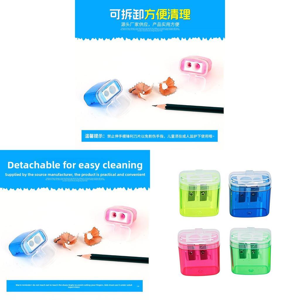 Dual Hole Pencil Sharpener With Geometric Design For Students And Office Use