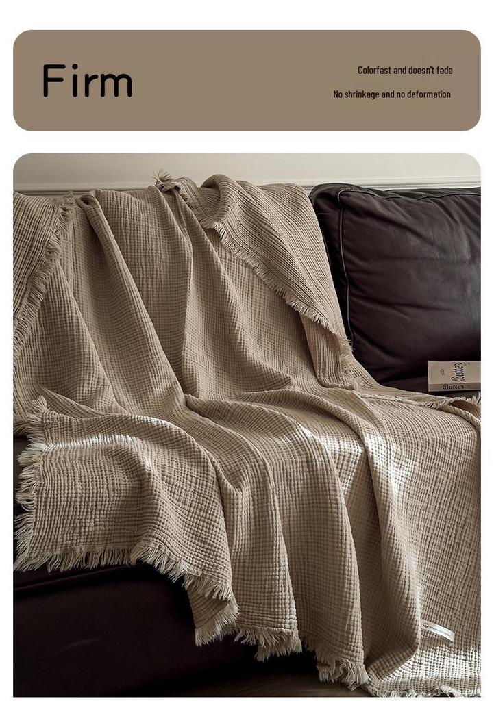 2025 A-Class All-Cotton Summer Quilt: Solid Color Gauze Blanket for Air Conditioning & Travel