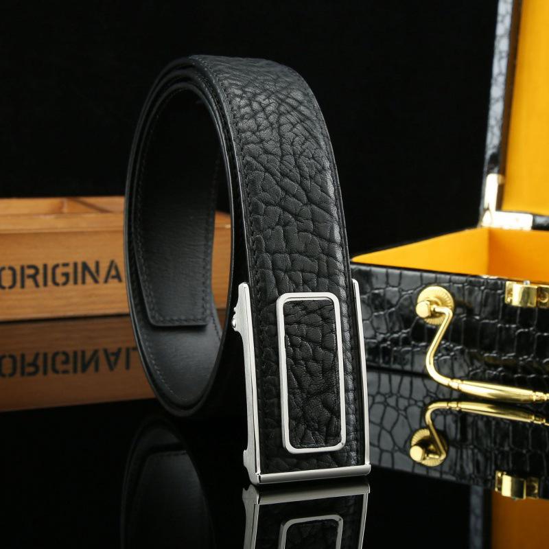 

Мужской ремень из африканской дикой коровьей кожи с автоматической пряжкой - Повседневный пояс из верхнего слоя 125 cm