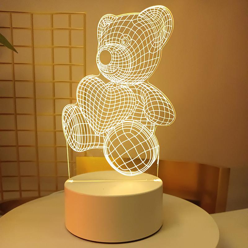 3D Bear Night Light Acrylic Table Lamp for Bedroom