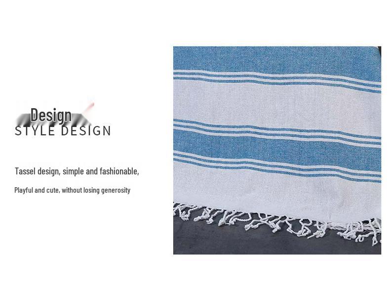 Wide & Narrow Stripe Tassel Bath Towel, Minimalist Turkish Polyester-Cotton Beach Shawl
