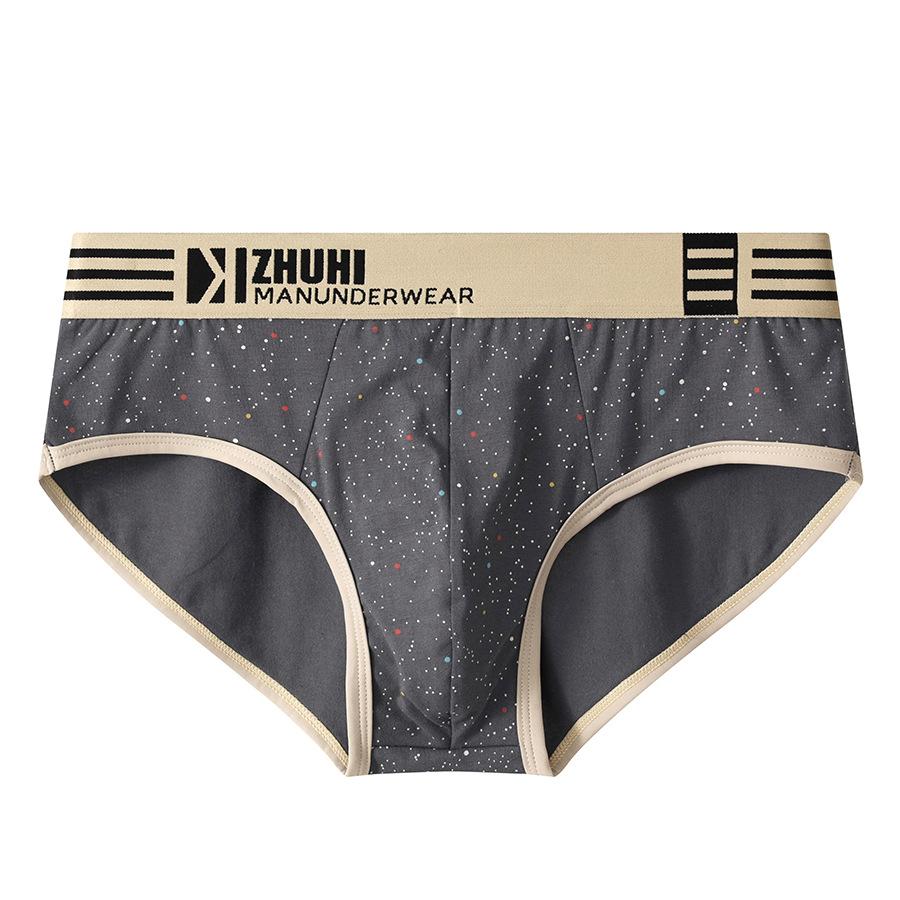 

Мужское нижнее белье из хлопка с принтом, мужское нижнее белье-треугольники, дышащее 3XL темно-серого