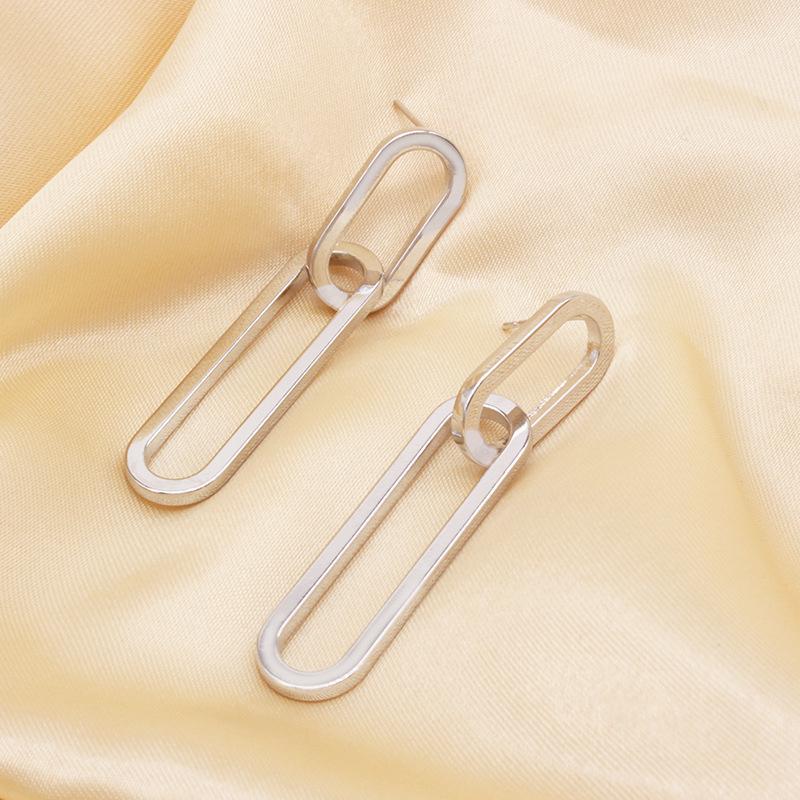 Patchwork Rectangle Chain Earrings - Fashionable, Versatile, High-End Design