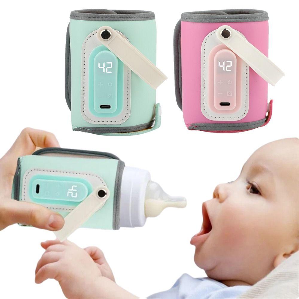 LED Display Portable Baby Bottle Warmer Temperature Adjust Smart Temperature Control Travel Breastmilk Heater 35-50℃ Range