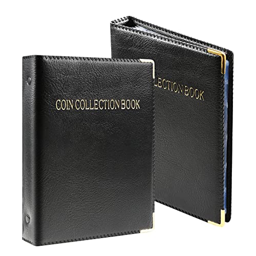PAKESI Münzalbum, Münzmappe, Große Kapazität, Platz für 480 Münzen, Taschengröße 3*3cm, Perfekt für Münzsammlungen, Antike Münzen, Währungen und Münzen, C