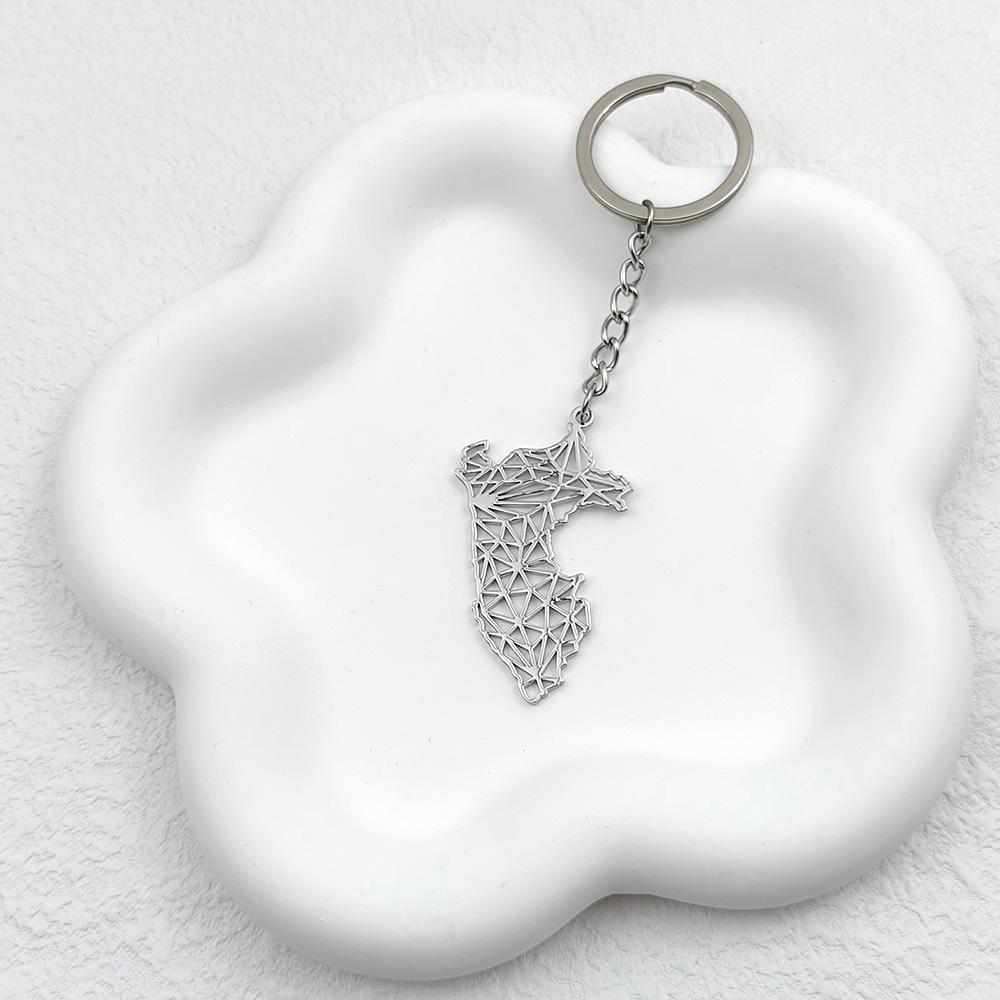 

Stainless Steel Peru Map Keychain Maps Pendant Key Chains Ring for Women Men Car Accessories Jewelry Party Gifts Wholesale