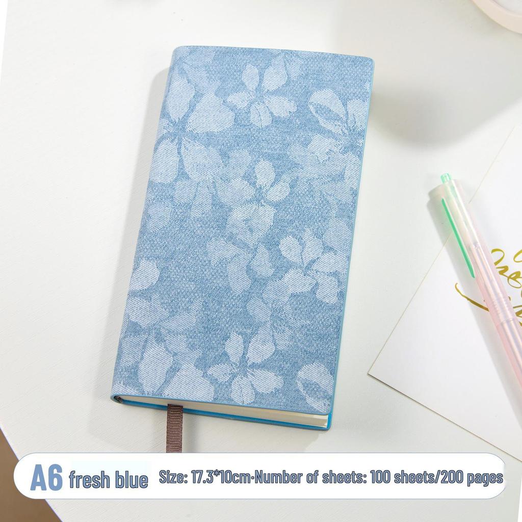 Fabric-Textured A6 Patterned Planner: Compact, Thickened Pocket Diary for Office and Business.