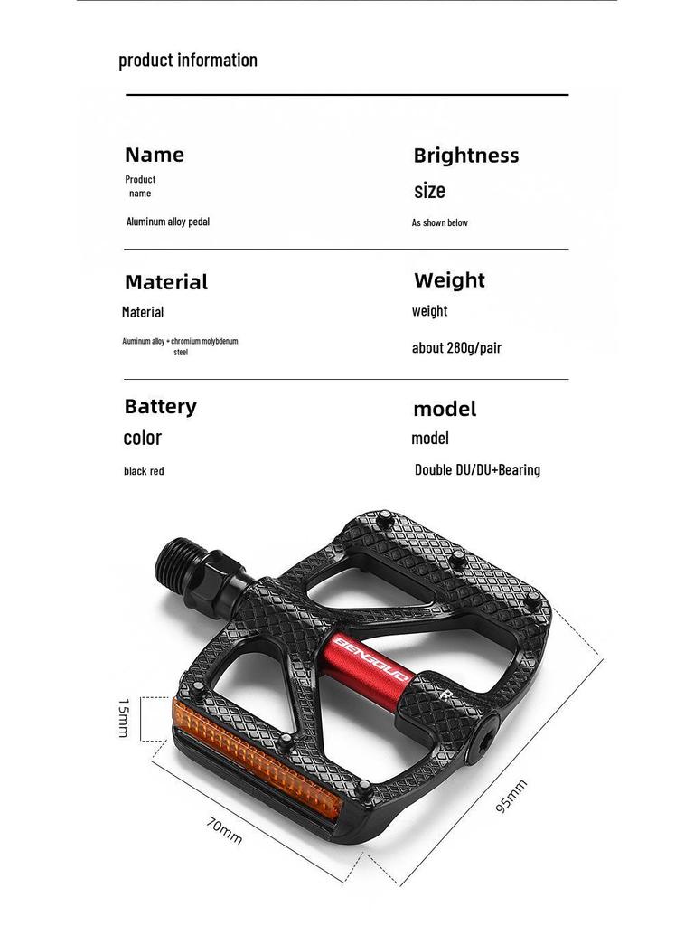 Bunggo Cykelpedaler i Aluminiumlegering - Vattentäta, Dammtäta, Dubbla DU-lager för Utomhuscykling