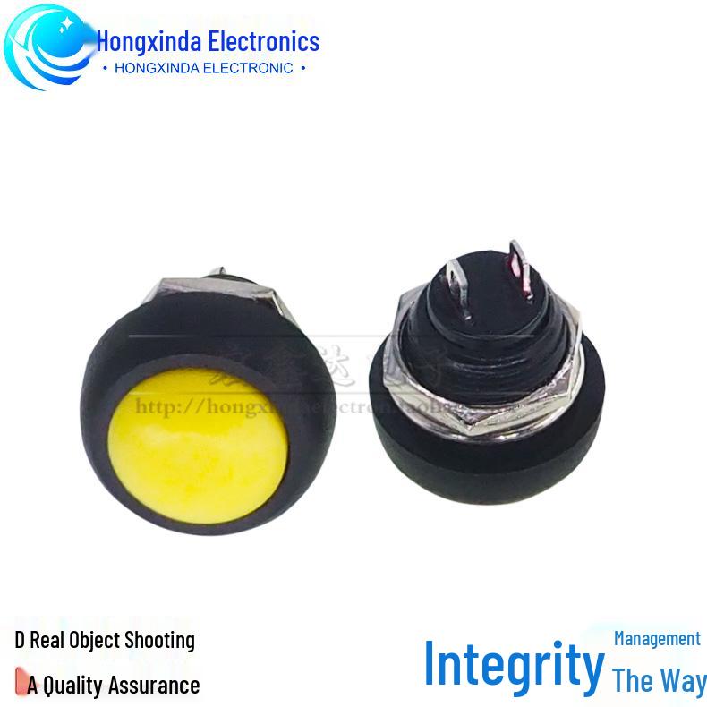 PBS-33B 12MM Small Waterproof Self-Reset Button Switch - Red, Black, Blue, Green, Yellow, White