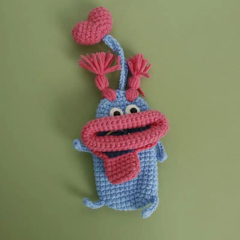 Lustige Häkel-Schlüsselanhänger Stricken Niedliche Wurstmund-Puppe Schlüsselhalter Nützliche Gestrickte Aufbewahrungstasche Schlüsselanhänger Für Autoschlüssel Großhandel