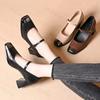 Scarpe Mary Jane da Donna Moda Punta Quadrata Antiscivolo Comode Décolleté Eleganti Versatili Fibbia Tacco Alto Zapatos Mujer