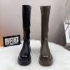 Long Boots Women's Fat Mm Thick Legs Large Size British Style Long Boots Women's Thick Sole Height Increase Cm Small Tall Knight Boots