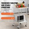 SucceBuy Stainless Steel Work Table with 4 Wheels 3 Adjustable Height Levels Heavy Duty Food Prep Worktable for Commercial Kitch