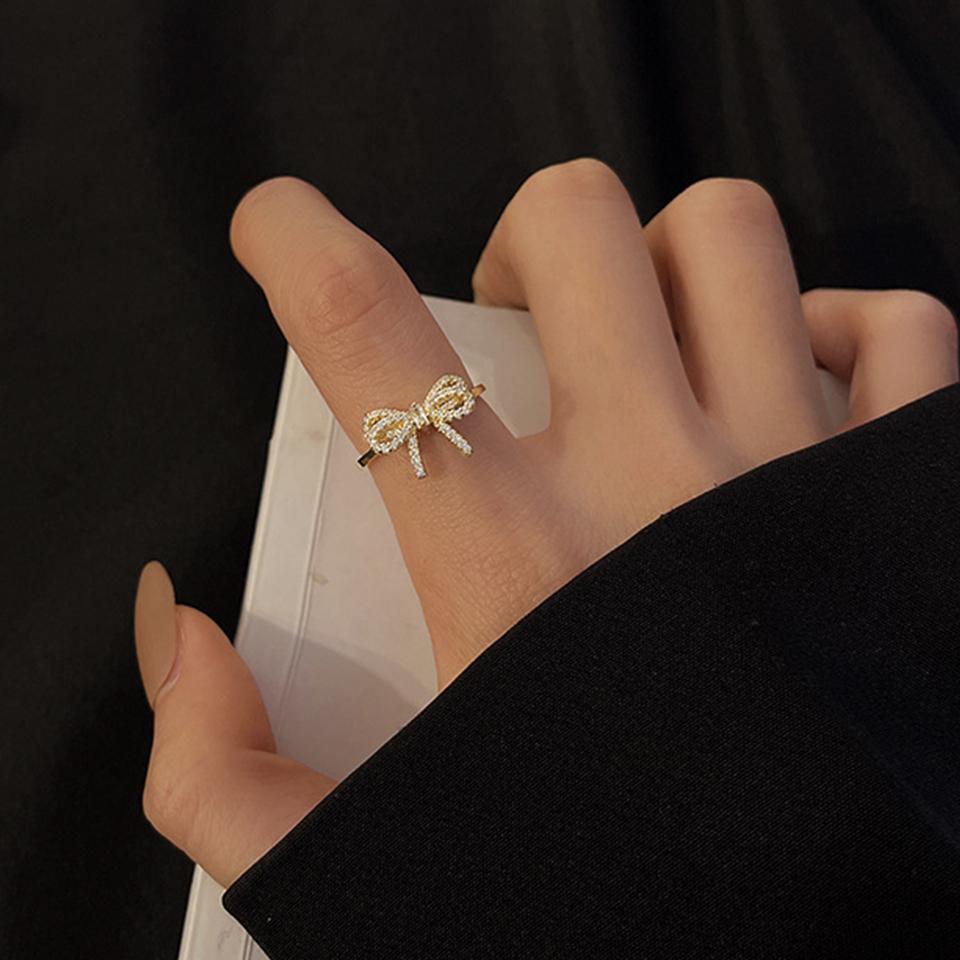 Minimalist Women'S Ring, Exquisite Bow Design, Fashionable Jewelry To Show Off Temperament Without Choosing Style