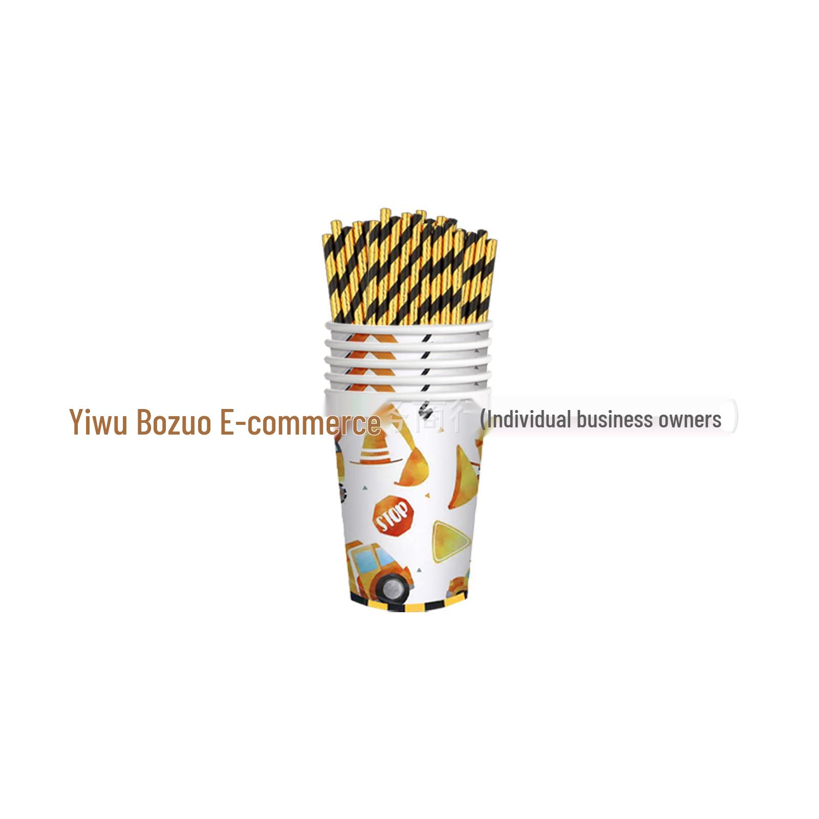 

Набір для дня народження будівельної техніки: Одноразові тарілки, чашки та скатертина для дітей.