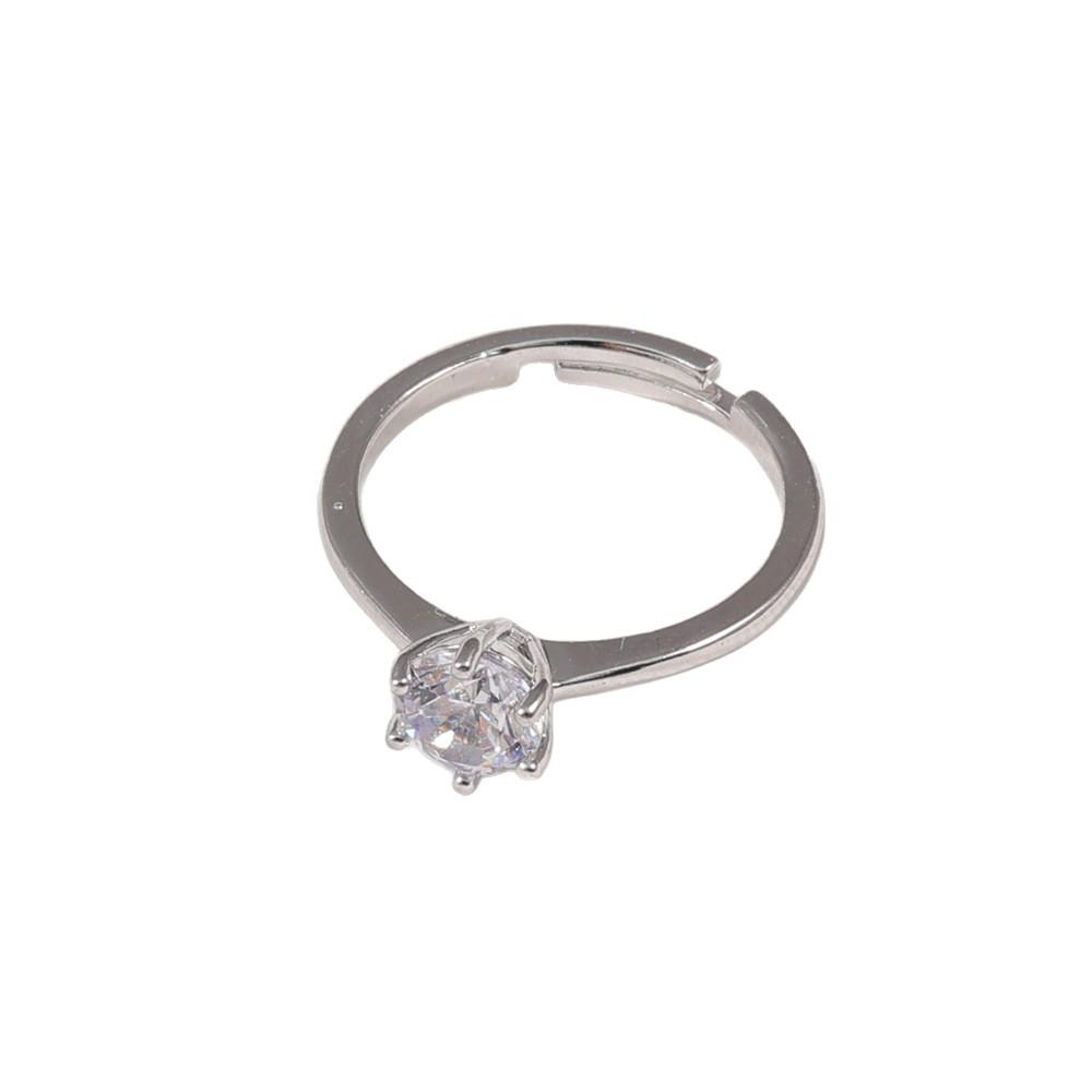 Classic Adjustable Six-Prong Solitaire Ring - Light Luxury Jewelry Accessory