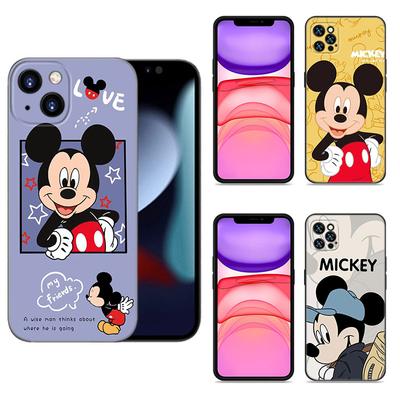 Husă drăguță pentru telefon M-Mickey Mouse pentru Apple iPhone 12 13 Mini 11 14 15 Pro Max 7 8 Plus X XR XS SE 2020 2022 Husă din silicon neagră