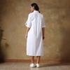 Abito Lungo Camicia Bianca in Cotone da Donna Estiva, Vestito Kurta Lungo Bottonato dalla Vestibilità Ampia e Rilassata per l'Uso Quotidiano, i Viaggi e l'Ufficio