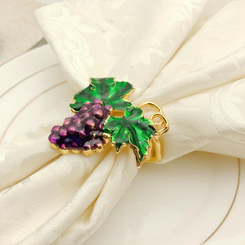 6pcs/lot Hotel Napkin Ring Western Food Fruit Grape Napkin Ring Napkin Button Wedding Valentine's Day Table Decoration