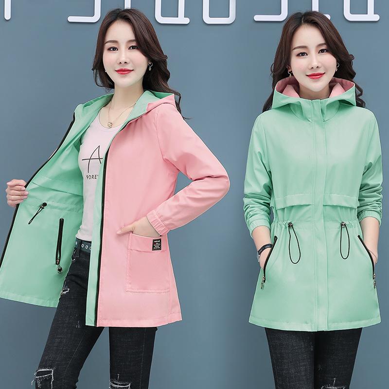 

Женская ветровка куртка Женская весенне-осенняя ветровка с капюшоном M зелёный