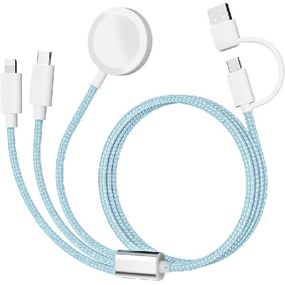 Charging USB C Watch Phone Charger 3 in 2 Cable, Compatible with Apple Watch Ultra SE Series 1-11, Universal Travel Multi Devices All in One Cord,