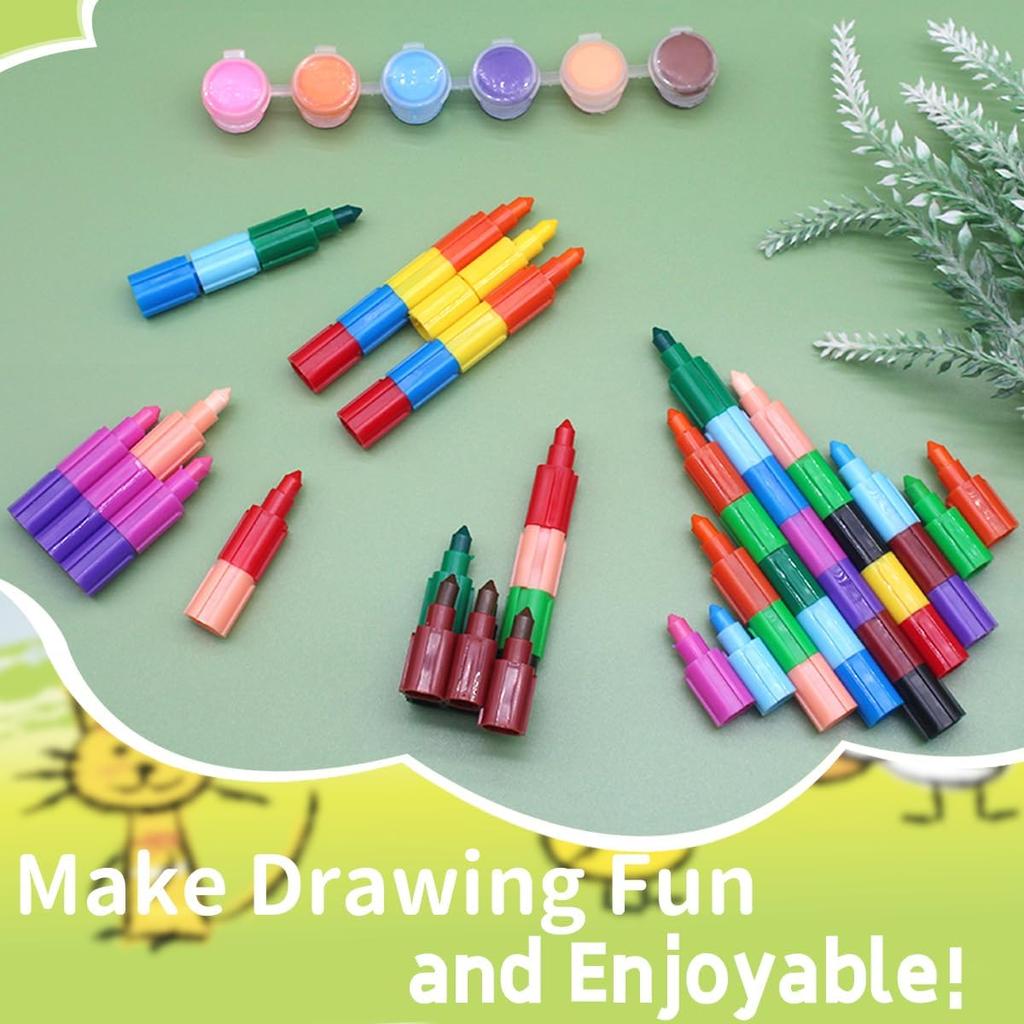 15 Pcs Stacking Crayons 12 Colors Buildable Crayons Set Colorful Drawing Crayons Party Favors DIY Rainbow Painting Pencils for School Office Birthday