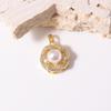 2026 Light Luxury Gold-Plated Titanium Necklace with Diamond, Micro-Paved Zirconia, and Rotating Pearl Flower Pendant