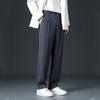 Frühling Sommer Koreanischer Preppy-Stil Lässige Lockere Anzughose Herren Einfarbig Knopf Reißverschluss Taschen Mode Vielseitig Gerade Hose