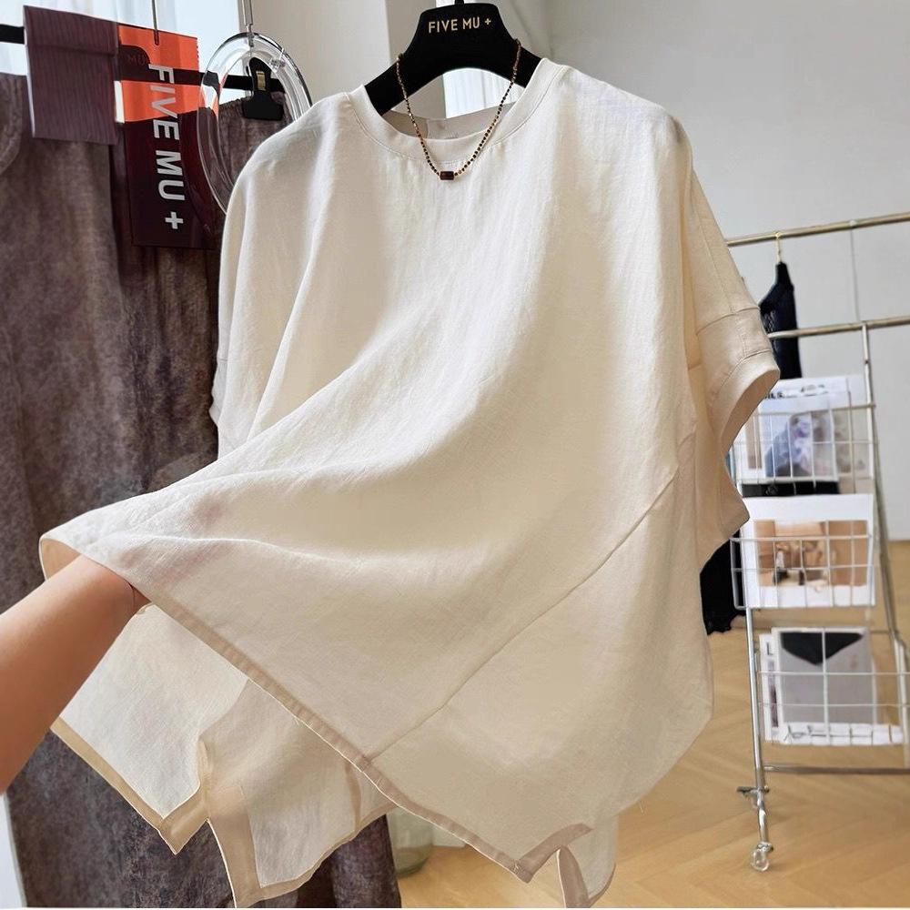 Trade Bat-sleeved Short-sleeved Shirt Women's New Summer Large Size Fat Mm Irregular Temperament Unique Top