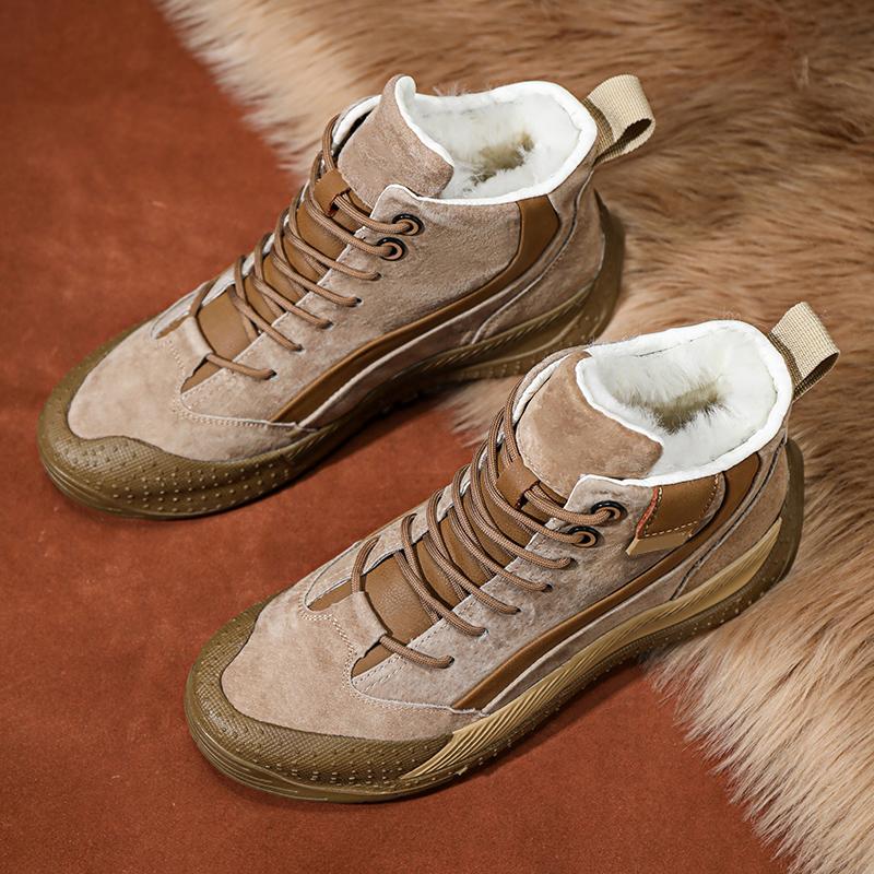 Модные мужские уличные ботинки зимняя мужская обувь теплые меховые зимние ботинки — фото 4