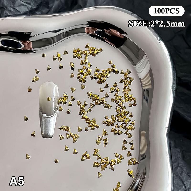 100Pcs Punk Rivet Nail Charms Cone Mixed Sized Nail Art Studs Stylish Alloy Spike 3D DIY Nails Decor