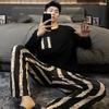 Baumwolle Herren Pullover Nachtwäsche Herbst Frühling Langarm Nachtwäsche 2 Stück Pyjamas Set Männlich