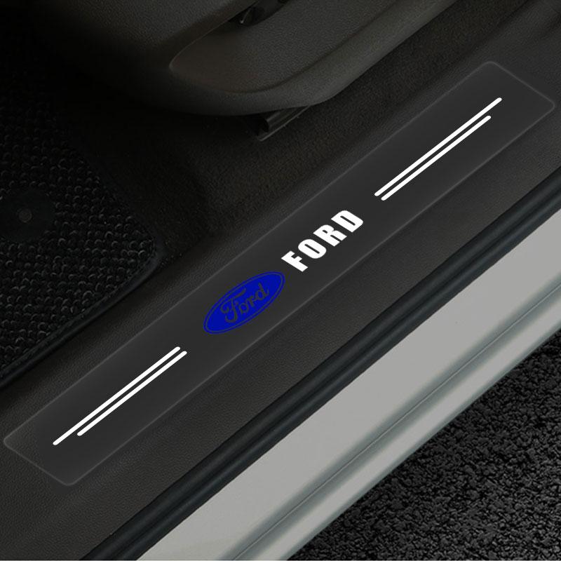 4Pcs Car Threshold Protector Transparent Decorative Badge 3D Sticker For Ford Focus Mondeo Kuga Fiesta MK7 Escort Explorer Edge 2 4 MK2 MK4