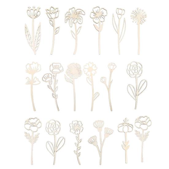 

Дерев яний Декор Польових Квітів Кольорові Квіткові Вирізки Знаки зі Стеблом Бохо Дерев яний Букет Квітів для Дому Дня Народження Свята Мистецтва DIY Дитячої Кімнати Спальні Декорація 18pcs