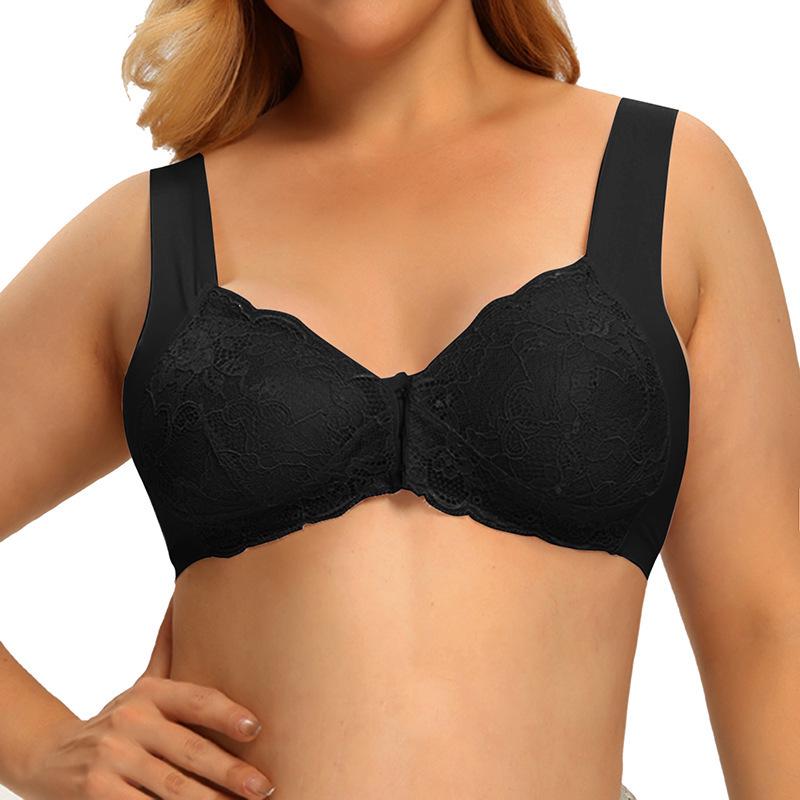 Plus Size Seamless Lace Nursing Bra with Front Buckle & U-Shape Back