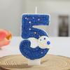 Starry Sky Blue Glitter Birthday Number Candles - Planet Decoration for First Party Cake