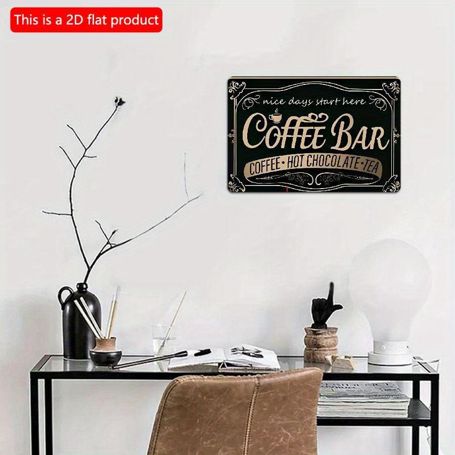 2D Flat Wooden 30*20cm Vintage Coffee Bar Sign - Retro Wall Decor for Kitchen, Home, or Cafe with "Coffee, Hot Chocolate, Tea" Design, Indoor/Outdoor