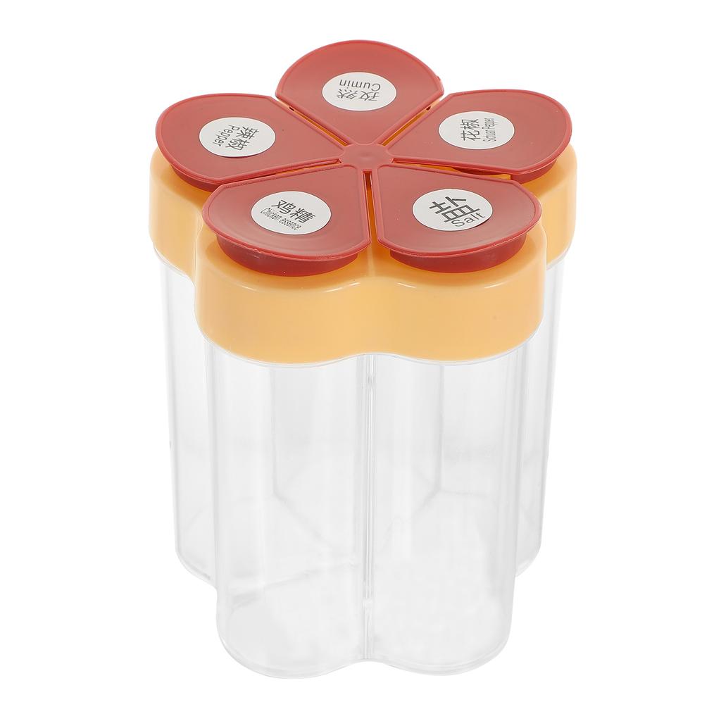 5 in 1 Spice Container Seasoning Jar Plastic Multi-Compartment Salt Pepper Sugar Holder Household Kitchen Accessory Condiment
