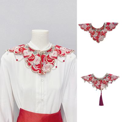 Elegant Embroidery Flower Decorative False Collar Female Sweater Shirt Dress Clothes Sewing Collar Shawl False Collar