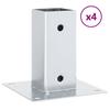 Square Post Base Set 4 Pcs Silver 71 X 71 Mm Hot Dip Galvanized Steel