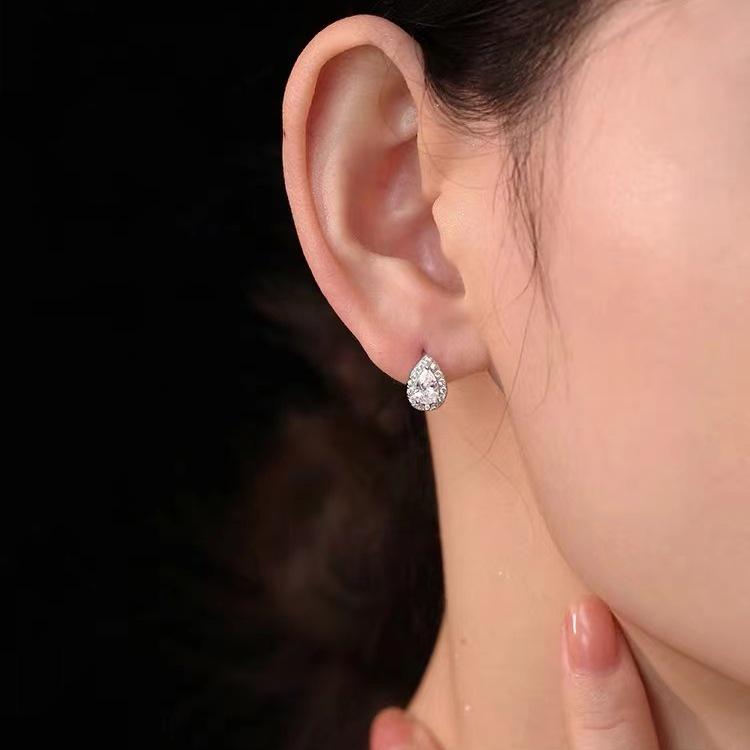 925 Sterling Silver Diamond Water Drop Earrings for Women – Elegant, Simple Design for Everyday Luxury