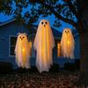 Glowing Ghost for Front Door 3 Pcs Lighted Dog Hanging Ornaments Spooky Halloween Outdoor Flying Decorations Gauze with LED Light Tree Porch