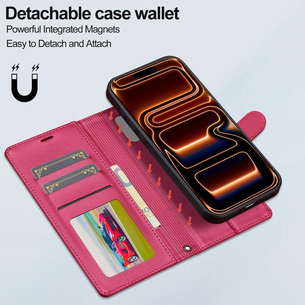 2 in 1 Detachable Leather Phone Case for IPhone 17E 16E  Air 17 16 15 14 13 12 11 Pro Max XS XR 7 8 Plus Magnetic Wallet Cover