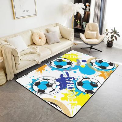 Football Area Rug Ball Sports Theme Carpet Soccer Ball Pattern Floor Mat for Kids Boys Girls Play Room Living Room Bedroom Decor