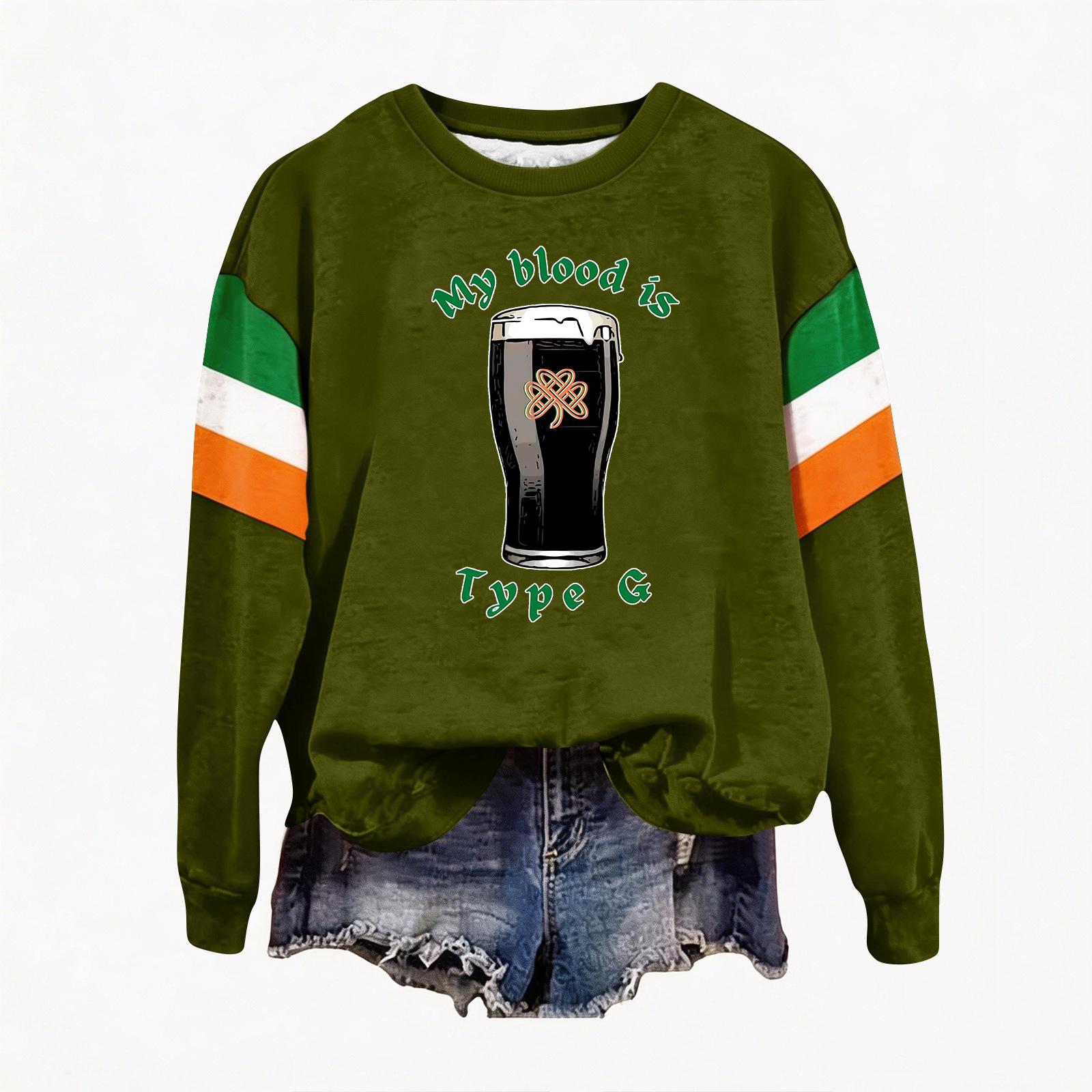 Женская повседневная модная блузка с длинным рукавом и круглым вырезом, пуловер с принтом M